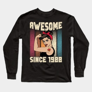 Awesome since 1988,34th Birthday Gift women 34 years old Birthday Long Sleeve T-Shirt